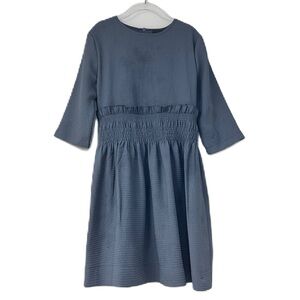 Fraze girls sz 8 blue textured cinched waist aline ruffle spring summer dress